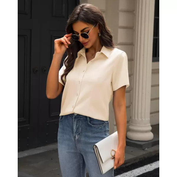 J.VER Womens Button Down Shirts Stretch Wrinkle Free Formal Short Sleeve Dress Shirt Summer Work Blouses Business Casual Tops
