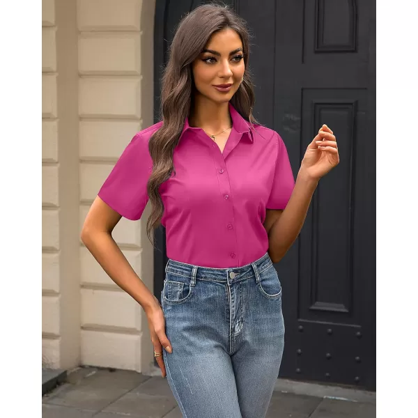 J.VER Womens Button Down Shirts Stretch Wrinkle Free Formal Short Sleeve Dress Shirt Summer Work Blouses Business Casual Tops