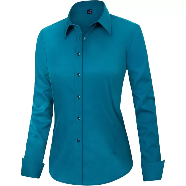 J.VER Womens Dress Shirts Long Sleeve Button Down Shirts Wrinkle-Free Solid Work Blouse