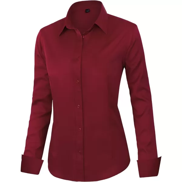 J.VER Womens Dress Shirts Long Sleeve Button Down Shirts Wrinkle-Free Solid Work Blouse