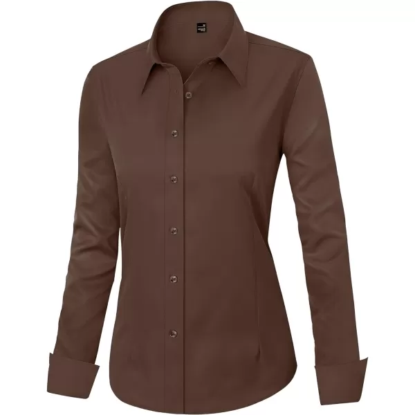 J.VER Womens Dress Shirts Long Sleeve Button Down Shirts Wrinkle-Free Solid Work Blouse