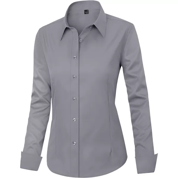 J.VER Womens Dress Shirts Long Sleeve Button Down Shirts Wrinkle-Free Solid Work Blouse