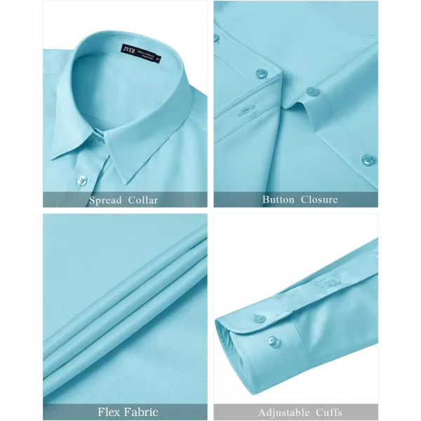 J.VER Womens Dress Shirts Long Sleeve Button Down Shirts Wrinkle-Free Solid Work Blouse
