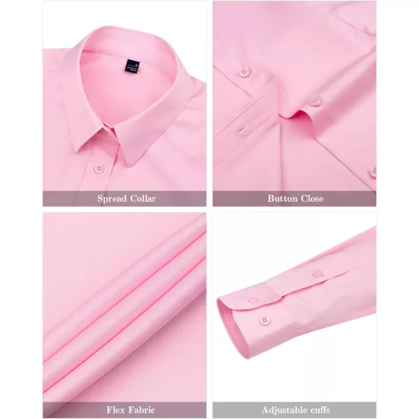 J.VER Womens Dress Shirts Long Sleeve Button Down Shirts Wrinkle-Free Solid Work Blouse