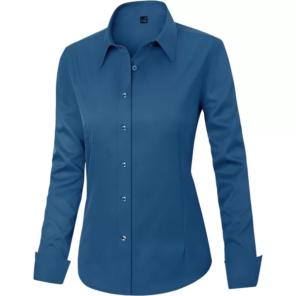 J.VER Womens Dress Shirts Long Sleeve Button Down Shirts Wrinkle-Free Solid Work Blouse