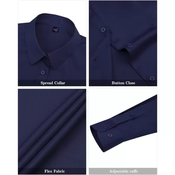 J.VER Womens Dress Shirts Long Sleeve Button Down Shirts Wrinkle-Free Solid Work Blouse