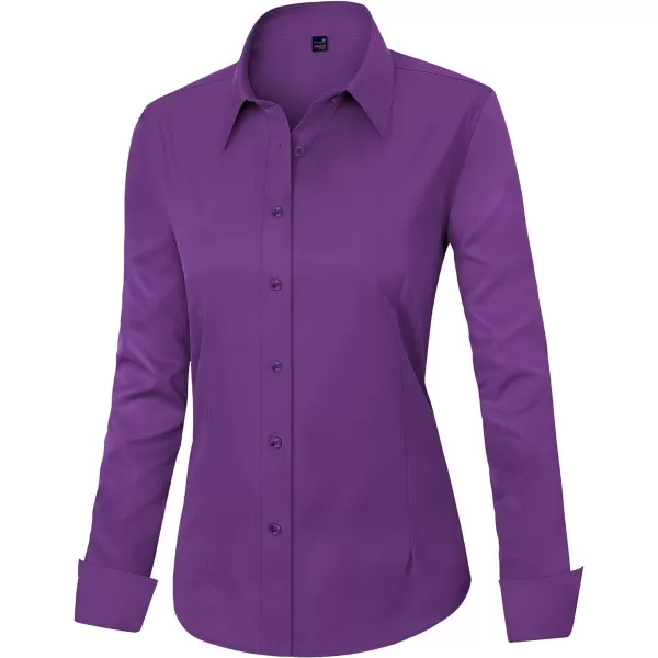 J.VER Womens Dress Shirts Long Sleeve Button Down Shirts Wrinkle-Free Solid Work Blouse