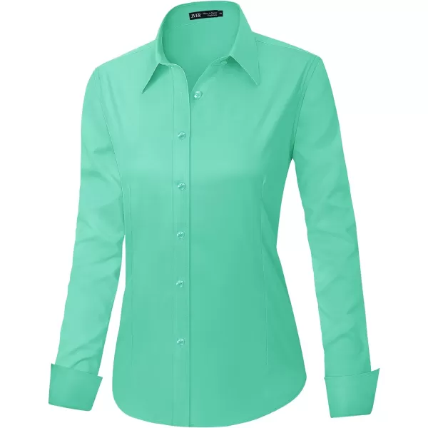 J.VER Womens Dress Shirts Long Sleeve Button Down Shirts Wrinkle-Free Solid Work Blouse