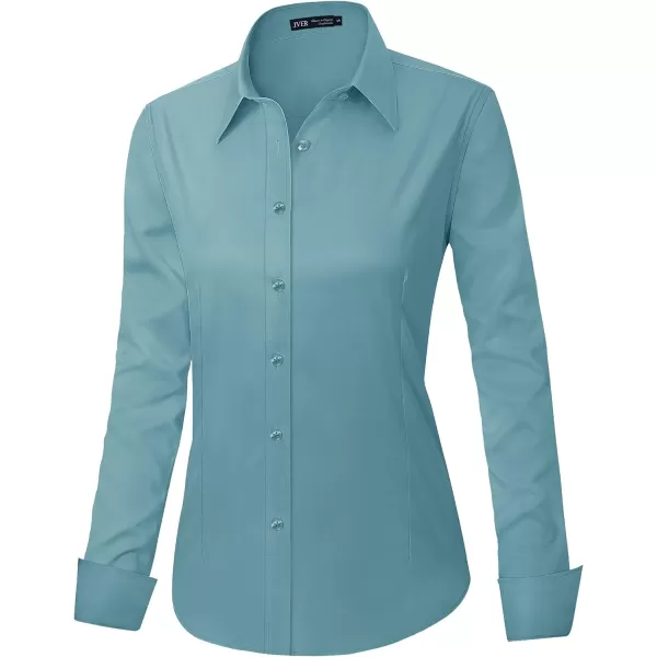 J.VER Womens Dress Shirts Long Sleeve Button Down Shirts Wrinkle-Free Solid Work Blouse