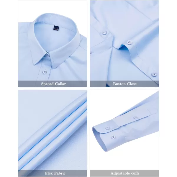 J.VER Womens Dress Shirts Long Sleeve Button Down Shirts Wrinkle-Free Solid Work Blouse