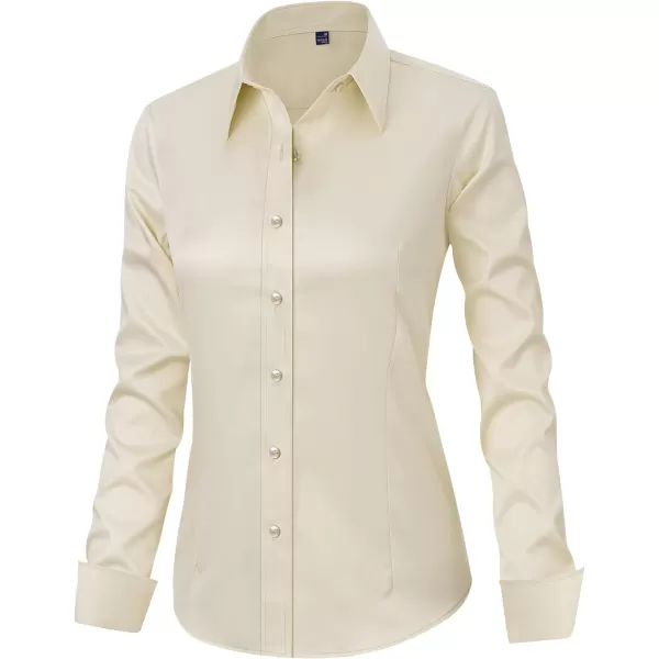 J.VER Womens Dress Shirts Long Sleeve Button Down Shirts Wrinkle-Free Solid Work Blouse