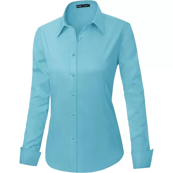 J.VER Womens Dress Shirts Long Sleeve Button Down Shirts Wrinkle-Free Solid Work Blouse