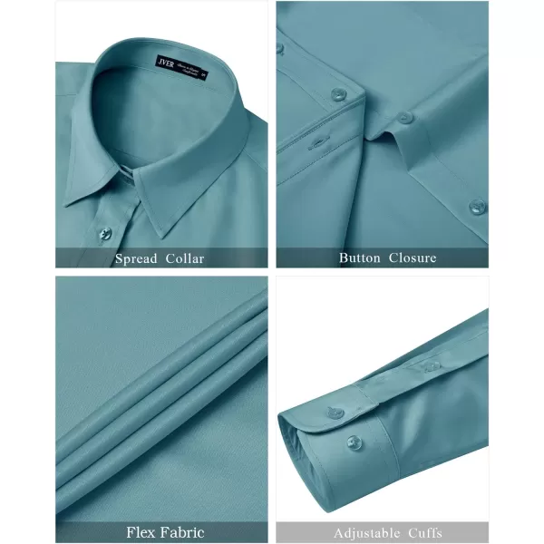 J.VER Womens Dress Shirts Long Sleeve Button Down Shirts Wrinkle-Free Solid Work Blouse