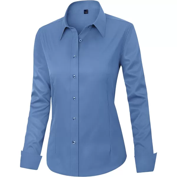 J.VER Womens Dress Shirts Long Sleeve Button Down Shirts Wrinkle-Free Solid Work Blouse