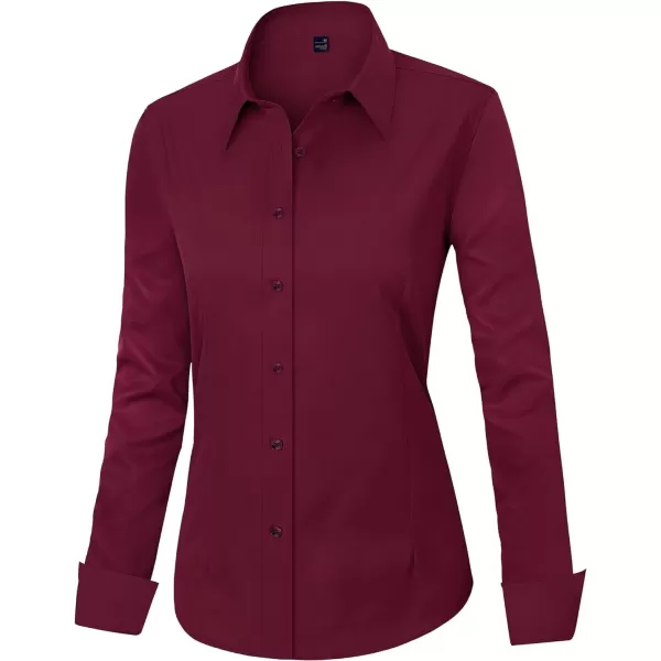 J.VER Womens Dress Shirts Long Sleeve Button Down Shirts Wrinkle-Free Solid Work Blouse