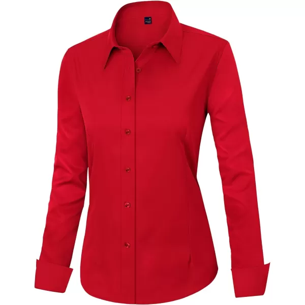 J.VER Womens Dress Shirts Long Sleeve Button Down Shirts Wrinkle-Free Solid Work Blouse