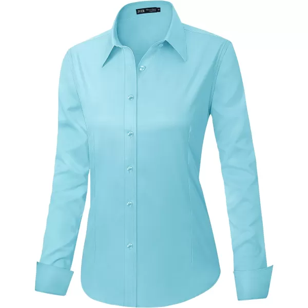 J.VER Womens Dress Shirts Long Sleeve Button Down Shirts Wrinkle-Free Solid Work Blouse