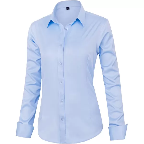J.VER Womens Dress Shirts Long Sleeve Button Down Shirts Wrinkle-Free Solid Work Blouse
