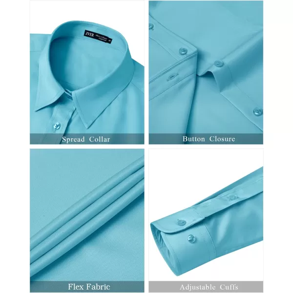 J.VER Womens Dress Shirts Long Sleeve Button Down Shirts Wrinkle-Free Solid Work Blouse