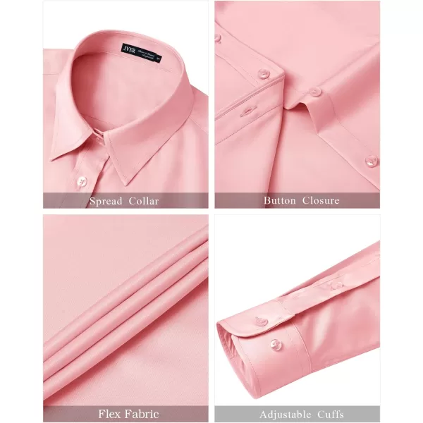 J.VER Womens Dress Shirts Long Sleeve Button Down Shirts Wrinkle-Free Solid Work Blouse