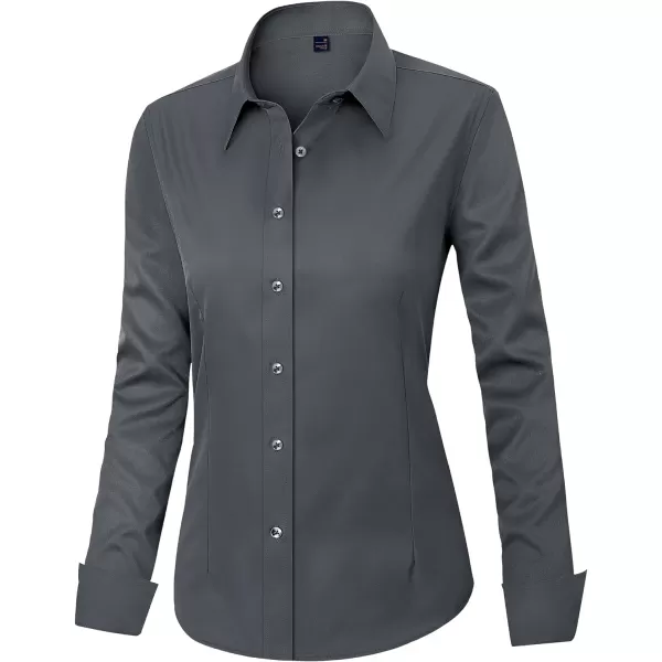 J.VER Womens Dress Shirts Long Sleeve Button Down Shirts Wrinkle-Free Solid Work Blouse