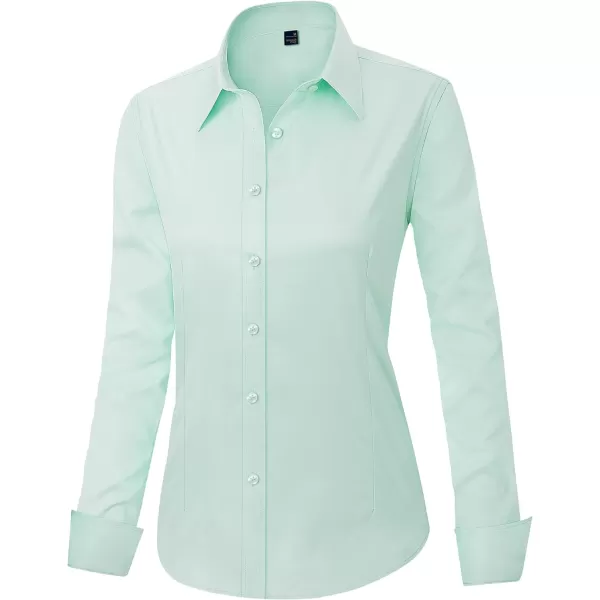 J.VER Womens Dress Shirts Long Sleeve Button Down Shirts Wrinkle-Free Solid Work Blouse