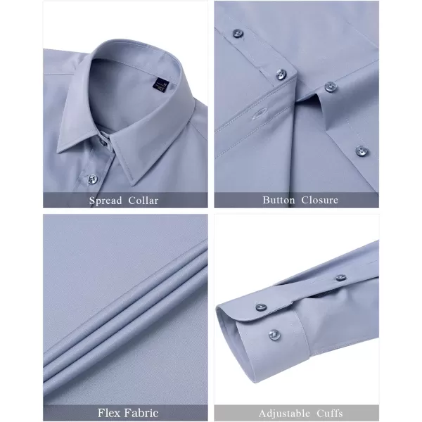 J.VER Womens Dress Shirts Long Sleeve Button Down Shirts Wrinkle-Free Solid Work Blouse