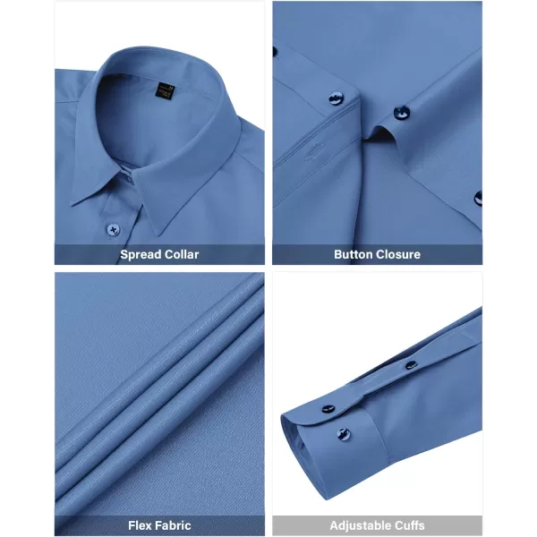 J.VER Womens Dress Shirts Long Sleeve Button Down Shirts Wrinkle-Free Solid Work Blouse