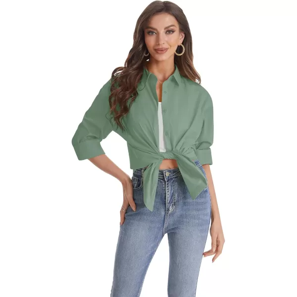 J.VER Womens Oversized Button Down Shirts Casual Long Sleeve Lightweight Breathable Solid Cotton Blouse Office Dress Shirt