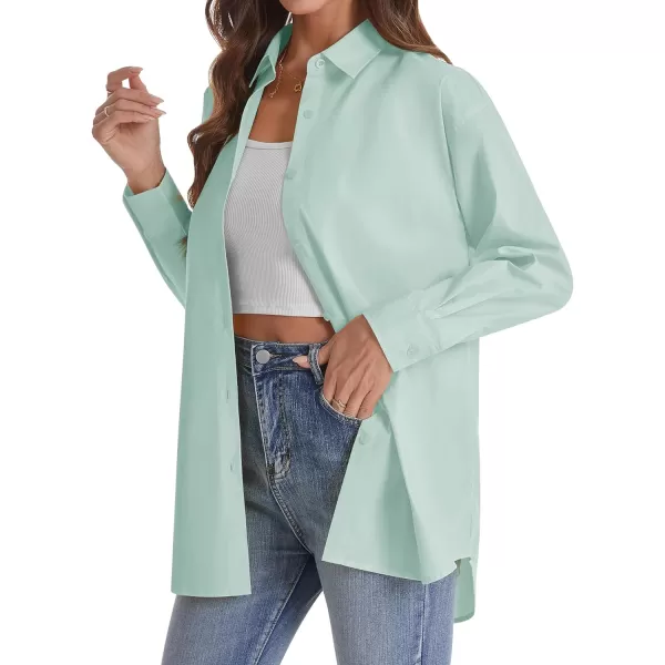 J.VER Womens Oversized Button Down Shirts Casual Long Sleeve Lightweight Breathable Solid Cotton Blouse Office Dress Shirt