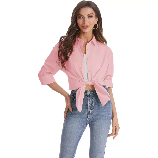 J.VER Womens Oversized Button Down Shirts Casual Long Sleeve Lightweight Breathable Solid Cotton Blouse Office Dress Shirt