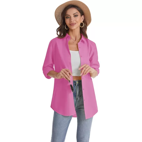 J.VER Womens Oversized Button Down Shirts Casual Long Sleeve Lightweight Breathable Solid Cotton Blouse Office Dress Shirt