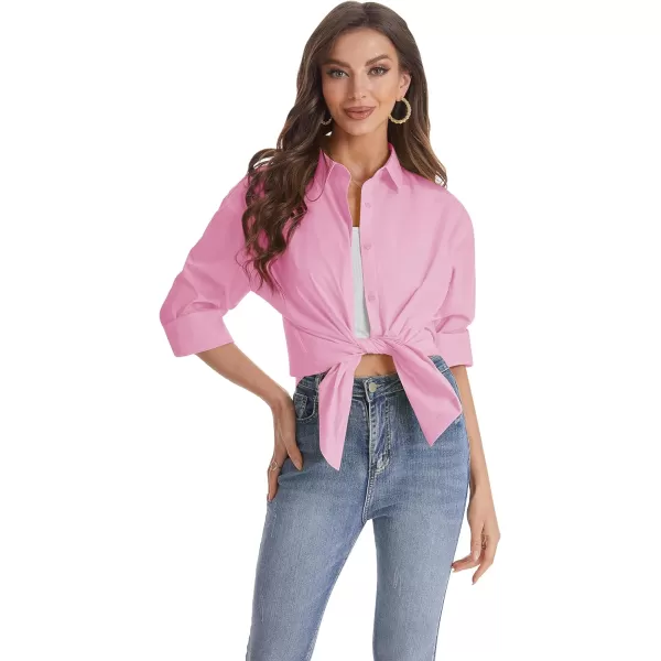 J.VER Womens Oversized Button Down Shirts Casual Long Sleeve Lightweight Breathable Solid Cotton Blouse Office Dress Shirt
