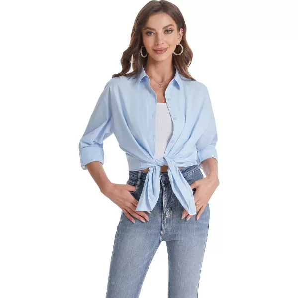 J.VER Womens Oversized Button Down Shirts Casual Long Sleeve Lightweight Breathable Solid Cotton Blouse Office Dress Shirt