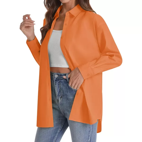 J.VER Womens Oversized Button Down Shirts Casual Long Sleeve Lightweight Breathable Solid Cotton Blouse Office Dress Shirt