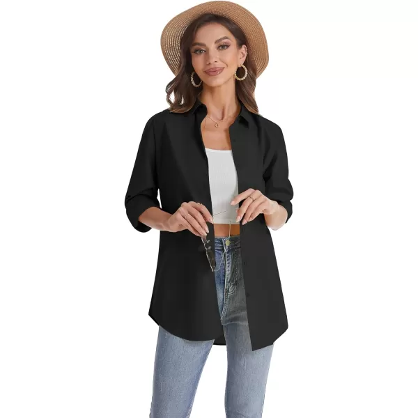 J.VER Womens Oversized Button Down Shirts Casual Long Sleeve Lightweight Breathable Solid Cotton Blouse Office Dress Shirt