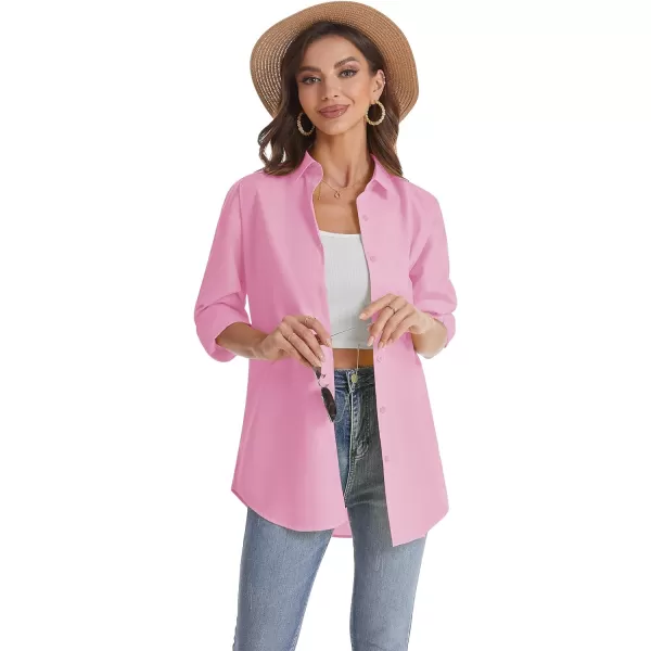 J.VER Womens Oversized Button Down Shirts Casual Long Sleeve Lightweight Breathable Solid Cotton Blouse Office Dress Shirt