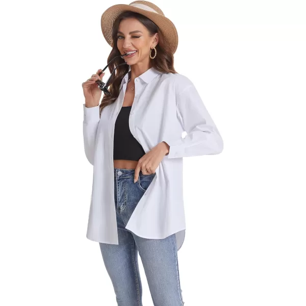 J.VER Womens Oversized Button Down Shirts Casual Long Sleeve Lightweight Breathable Solid Cotton Blouse Office Dress Shirt