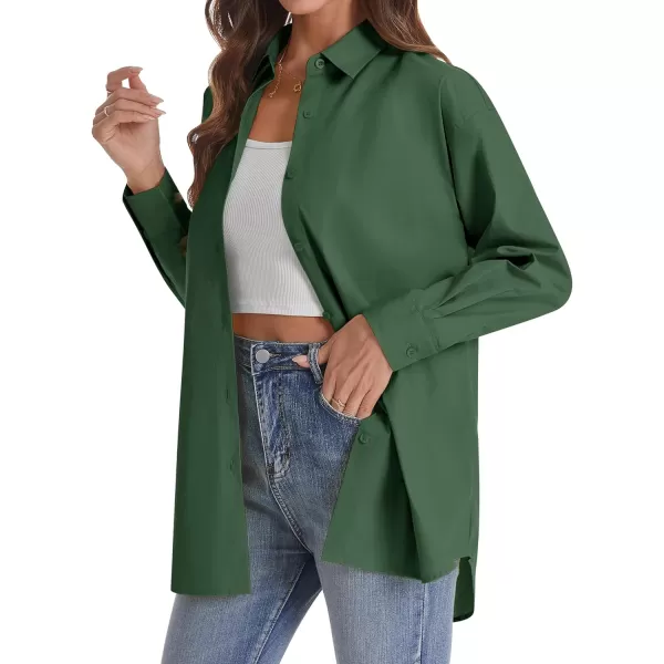 J.VER Womens Oversized Button Down Shirts Casual Long Sleeve Lightweight Breathable Solid Cotton Blouse Office Dress Shirt