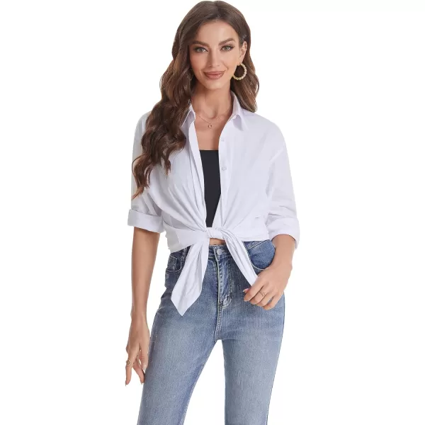 J.VER Womens Oversized Button Down Shirts Casual Long Sleeve Lightweight Breathable Solid Cotton Blouse Office Dress Shirt