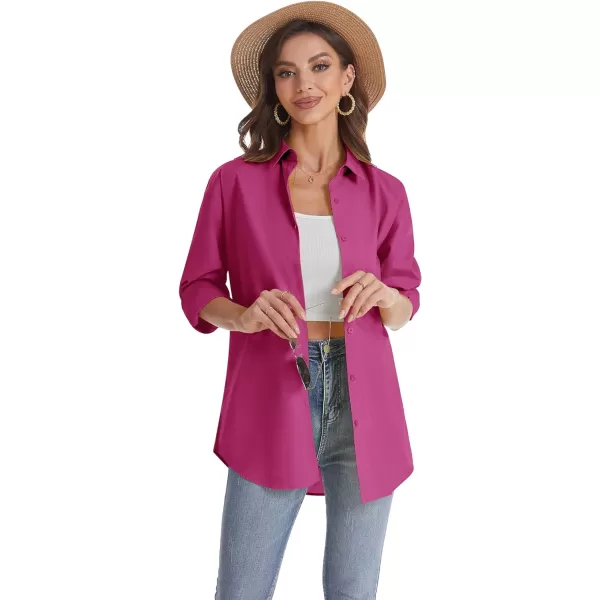 J.VER Womens Oversized Button Down Shirts Casual Long Sleeve Lightweight Breathable Solid Cotton Blouse Office Dress Shirt