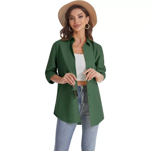 J.VER Womens Oversized Button Down Shirts Casual Long Sleeve Lightweight Breathable Solid Cotton Blouse Office Dress Shirt