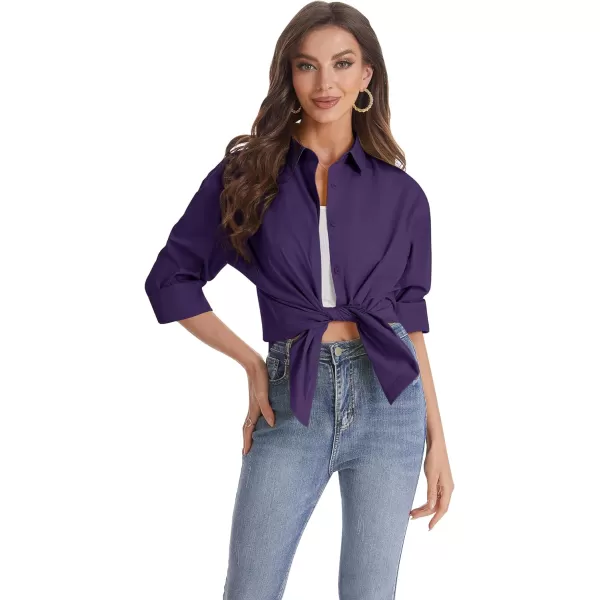 J.VER Womens Oversized Button Down Shirts Casual Long Sleeve Lightweight Breathable Solid Cotton Blouse Office Dress Shirt