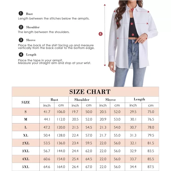 J.VER Womens Oversized Button Down Shirts Casual Long Sleeve Lightweight Breathable Solid Cotton Blouse Office Dress Shirt
