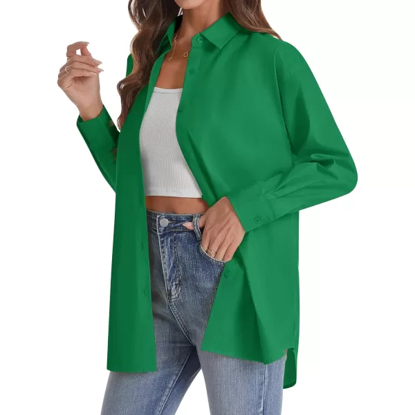 J.VER Womens Oversized Button Down Shirts Casual Long Sleeve Lightweight Breathable Solid Cotton Blouse Office Dress Shirt