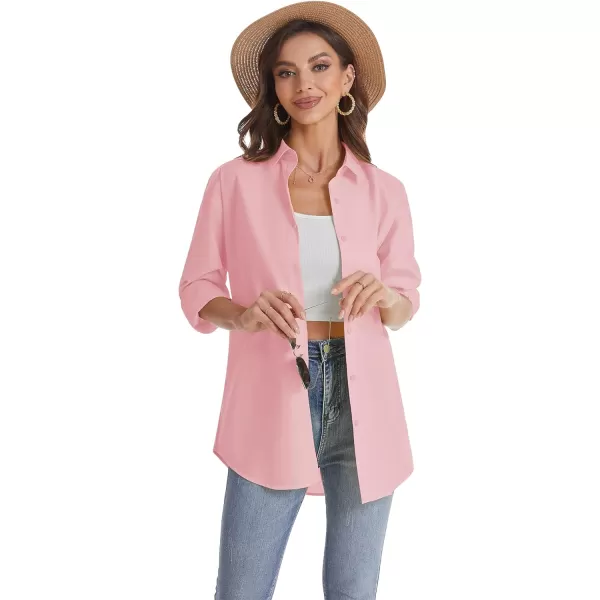 J.VER Womens Oversized Button Down Shirts Casual Long Sleeve Lightweight Breathable Solid Cotton Blouse Office Dress Shirt
