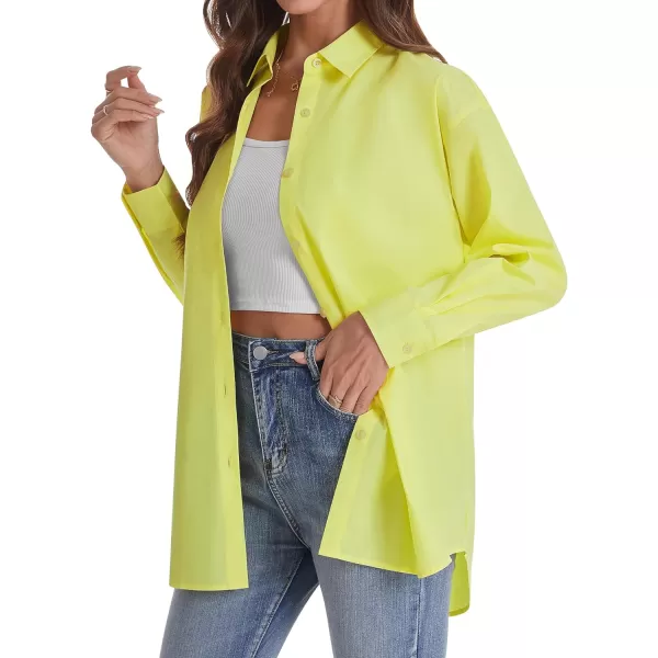 J.VER Womens Oversized Button Down Shirts Casual Long Sleeve Lightweight Breathable Solid Cotton Blouse Office Dress Shirt