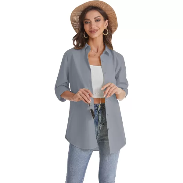 J.VER Womens Oversized Button Down Shirts Casual Long Sleeve Lightweight Breathable Solid Cotton Blouse Office Dress Shirt