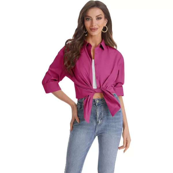 J.VER Womens Oversized Button Down Shirts Casual Long Sleeve Lightweight Breathable Solid Cotton Blouse Office Dress Shirt
