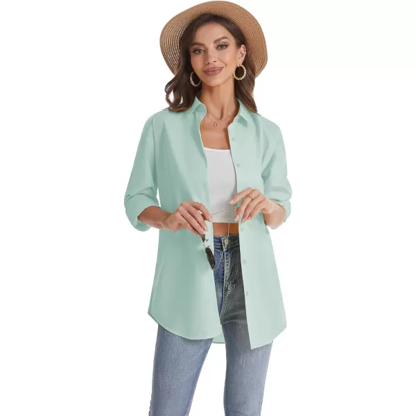 J.VER Womens Oversized Button Down Shirts Casual Long Sleeve Lightweight Breathable Solid Cotton Blouse Office Dress Shirt